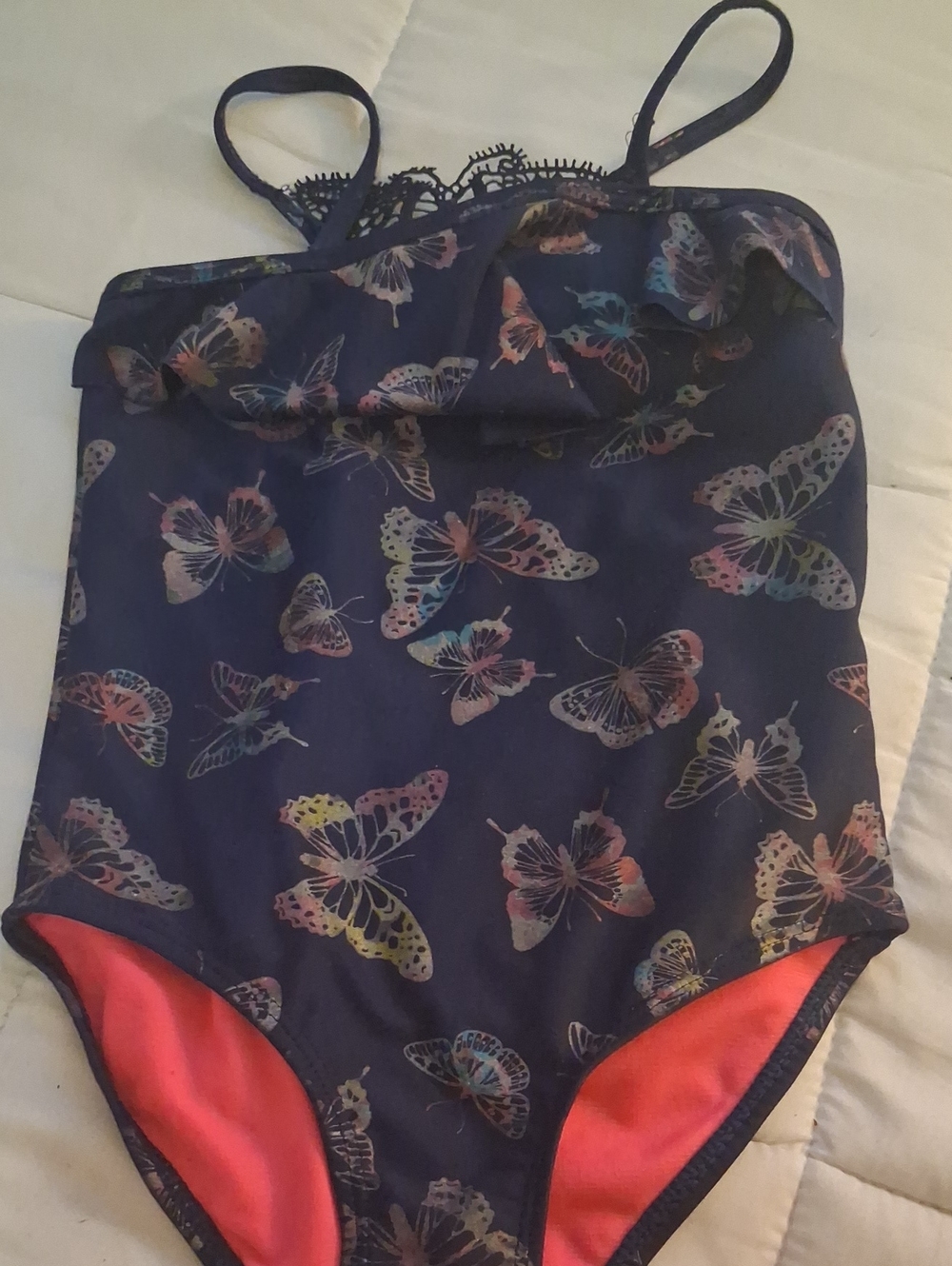 Girls Navy Butterfly One-Piece Swimsuit - Kids Swim